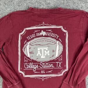 Three Square by Royce Apparel T-Shirt Mens S Maroon Long Sleeve College Crewneck